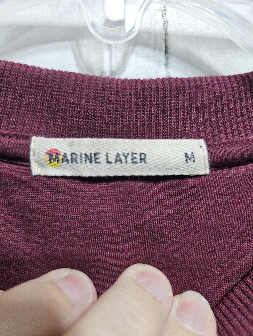Marine Layer Women's Corbet Quilted Puff Sleeve Crewneck in Merlot Size Medium. - Picture 6 of 9